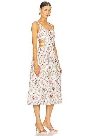 Agua by Agua Bendita Totumo Midi Dress in Ivory,Red