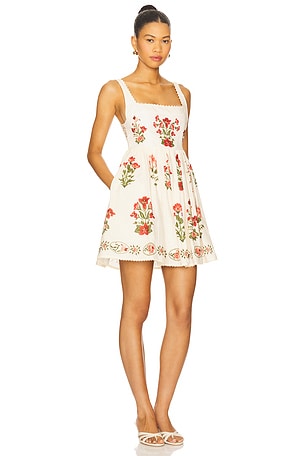 Agua by Agua Bendita Barbara Mini Canna Dress in Red,Beige