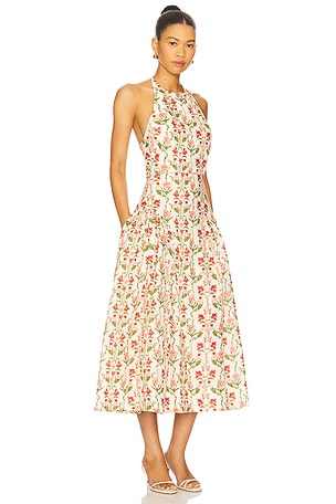 Agua by Agua Bendita Balsa Canna Dress in Red,Beige