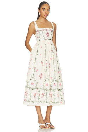Agua by Agua Bendita Barbara Midi Dress in Cream