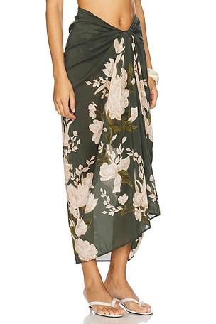 Agua by Agua Bendita Lavanda Skirt in Dark Green
