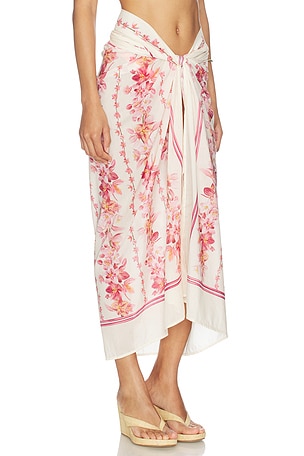 Agua by Agua Bendita Lavanda Paro Midi Skirt in Cream, Pink