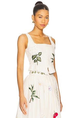 Agua by Agua Bendita Eslabon Wild Top in Green,Beige
