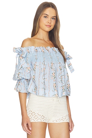 Agua by Agua Bendita Isla Navegante Blouse in Blue. Size L. Also