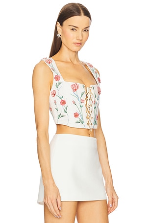 Agua by Agua Bendita Cornalina Mosqueta Corset Top in Ivory