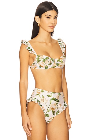 Agua by Agua Bendita Kiwi Bikini Top in Orquidea in Cream