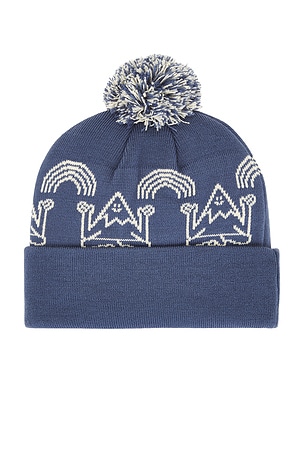 Autumn Headwear Mindful Mountain Pom Beanie in Blue