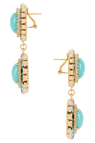 Anton Heunis Omega Clasp Double Oval Cluster Earrings in Teal