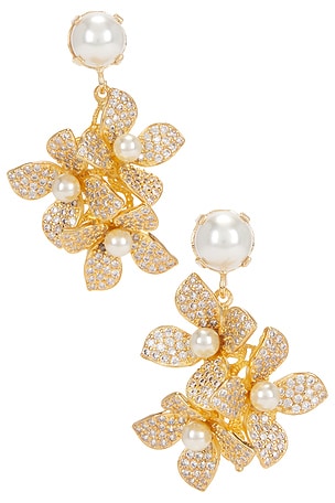Pearl Cluster Flower Pendant Earrings Anton Heunis