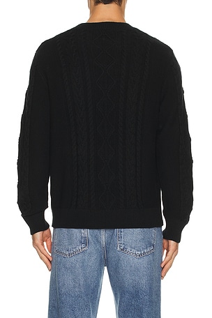 Asher Andre Cable Knit Sweater in Black