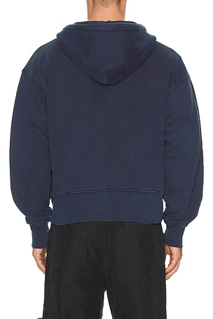 Asher Isaac Zip Hoodie in Blue. Size XL/1X. Also