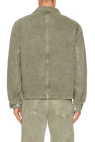 Asher Zed Zip Cotton Twill Jacket in Green. Size XL/1X. Also