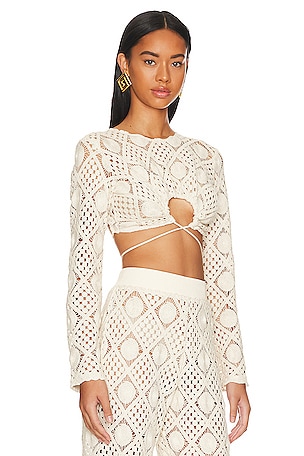 Andrea Iyamah Hira Crochet Top in White