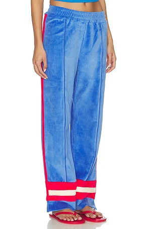 Araminta James Velour Stripe Trackpant in Blue,Red