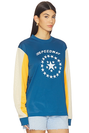 Araminta James Speedway Long Sleeve Tee in Blue,Yellow