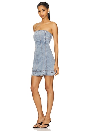 Aje Corie Denim Mini Dress in Blue