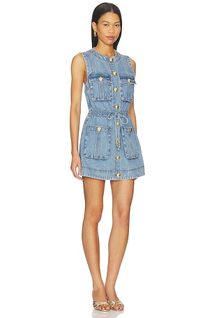 Aje Goldie Denim Mini Dress in Blue