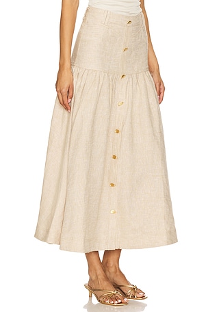 Aje Morgan Midi Skirt in Beige