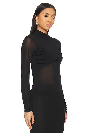 Aje Alchemy Twist Crop Knit Top in Black