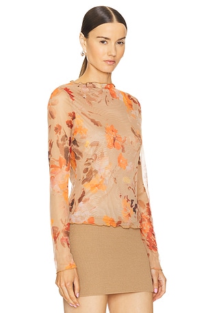 Aje Portal Mesh Skivvy Top in Tan