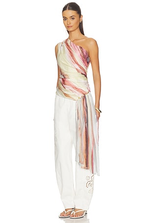 Aje Capture One Shoulder Top in Blush. Size Aus 4/US 0. Also