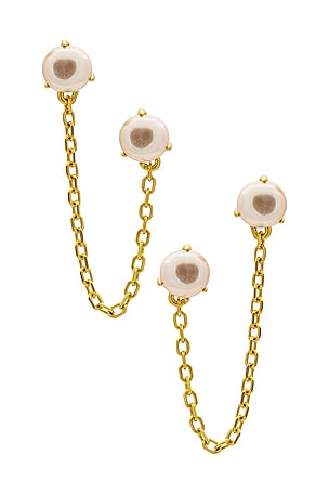 Double Pearl Chain Earring By Adina Eden