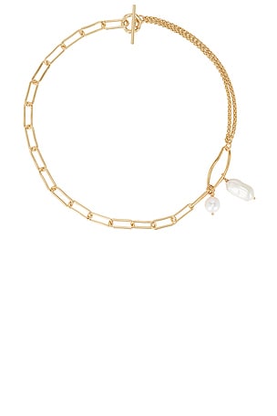 Pearl And Chain Toggle Necklace By Adina Eden