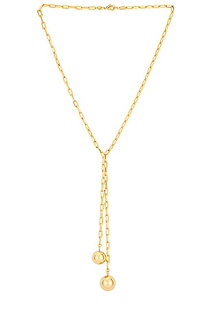 Double Ball Link Drop Lariat Necklace By Adina Eden