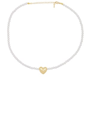 Puffy Heart X Pearl Necklace By Adina Eden