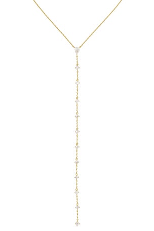 By Adina Eden Teardrop Drop Lariat Necklace in Metallic Gold