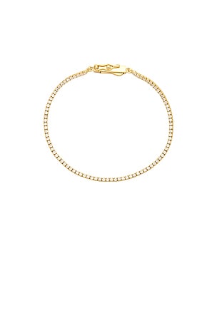 By Adina Eden Classic Thin Tennis Bracelet in Metallic Gold