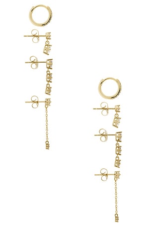 By Adina Eden Graduated Drop Earring Combo Set in Metallic Gold