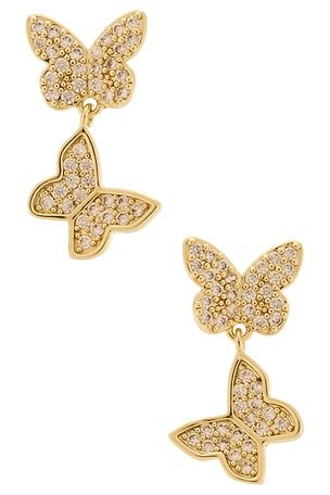 Pave Double Butterfly Sideway Dangle Stud Earring By Adina Eden
