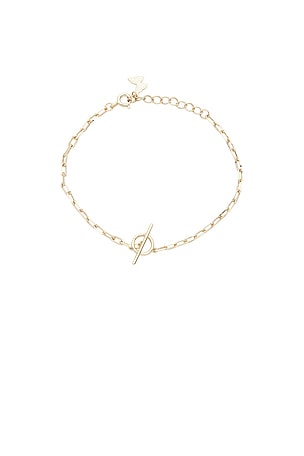 By Adina Eden Textured Toggle Chain Bracelet in Metallic Gold