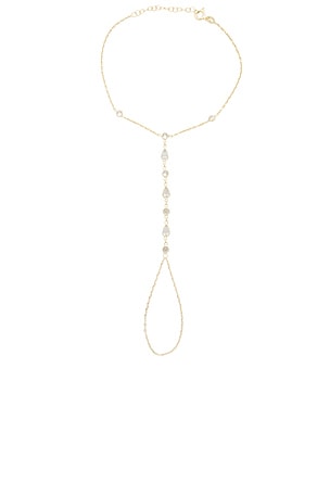 By Adina Eden Cz Multi-shape Stone Hand Chain Bracelet in Metallic Gold