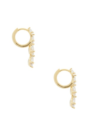 By Adina Eden Teardrop Cz Cascade Huggie Earrings in Metallic Gold
