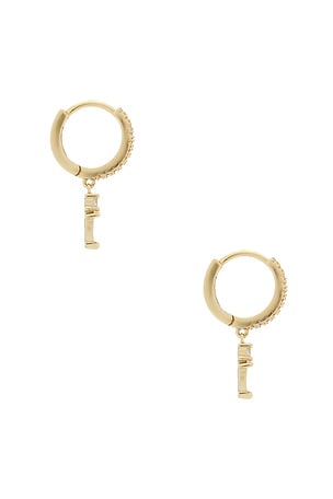 By Adina Eden Double Cz Dangling Drop Huggie Earring in Metallic Gold