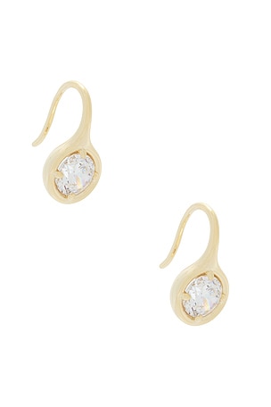 Cz Rounded Bezel Fish Hook Huggie Earring By Adina Eden