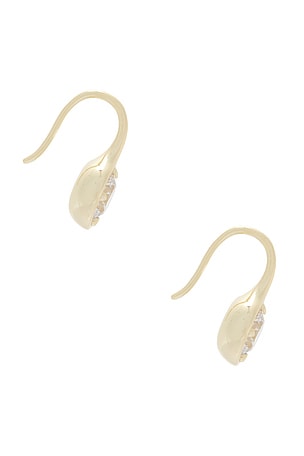 By Adina Eden Cz Rounded Bezel Fish Hook Huggie Earring in Metallic Gold