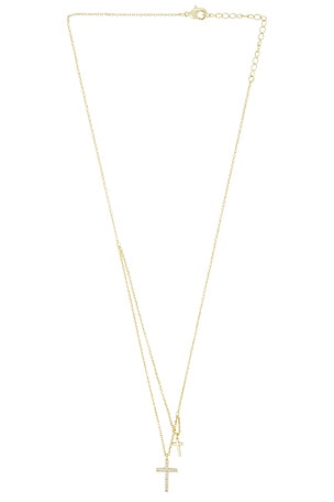 Pave Double Cross 2 in 1 Necklace By Adina Eden
