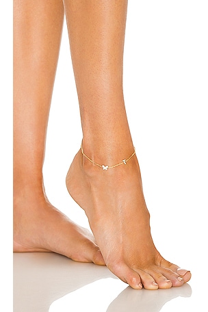 By Adina Eden Pave Butterfly Initial Anklet in Gold REVOLVE