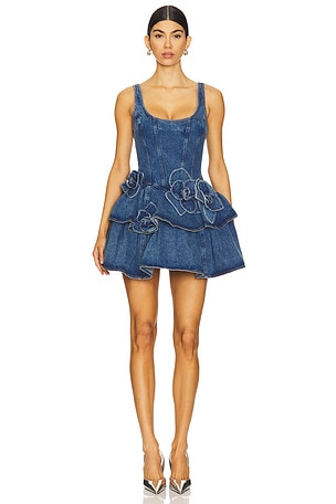 Devyn Saxe Blue Denim Ruffle Dress AKNVAS