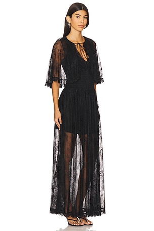 AKNVAS Tissy Lace Gown With Detachable Slip in Black