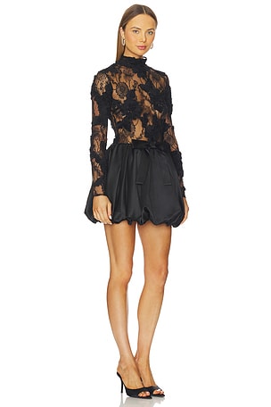 AKNVAS Jette Black Cocktail Dress Lace And Bubble Skirt in Black. Size 6. Also