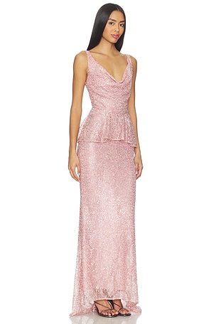 AKNVAS Klara Beaded Gown in Pink