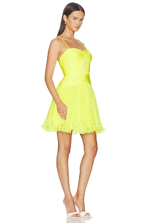 AKNVAS Canary Micropleated Cocktail Dress in Yellow