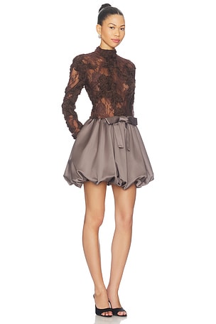 AKNVAS Jette Lace Cocktail Dress in Brown