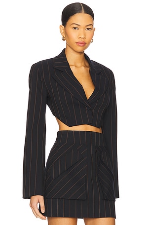 AKNVAS Anya Navy Pin Stripe Blazer in Navy