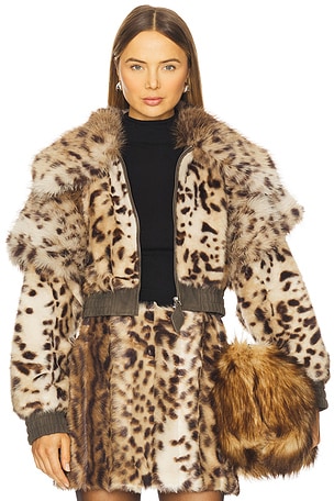 Valde Faux Fur Lynx Bomber Jacket AKNVAS