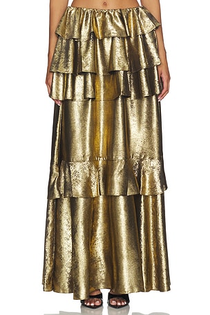 Vilhelmine Gold Tiered Skirt AKNVAS